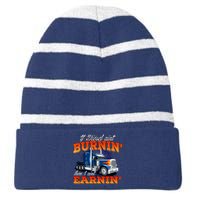 If Diesel Ain't Burnin' Trucker Semi Truck Driver Trucking Striped Beanie with Solid Band