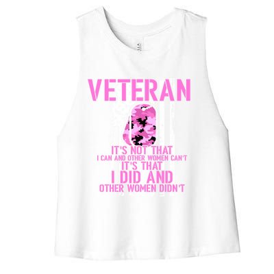 I Did And Other Didnt Usa Veteran Female Funny Gift Women's Racerback Cropped Tank