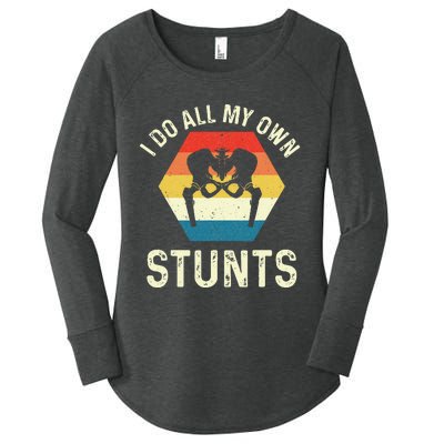 I Do All My Own Stunts Hip Replacement Surgery Recovery Women's Perfect Tri Tunic Long Sleeve Shirt