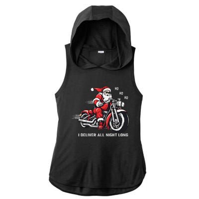 I Deliver All Night Long Funny Santa Xmas Reindeer Christmas Ladies PosiCharge Tri-Blend Wicking Draft Hoodie Tank