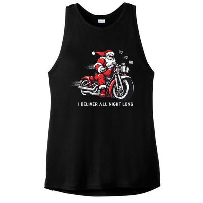 I Deliver All Night Long Funny Santa Xmas Reindeer Christmas Ladies PosiCharge Tri-Blend Wicking Tank