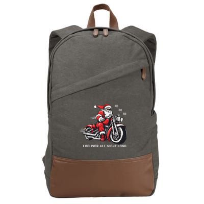 I Deliver All Night Long Funny Santa Xmas Reindeer Christmas Cotton Canvas Backpack