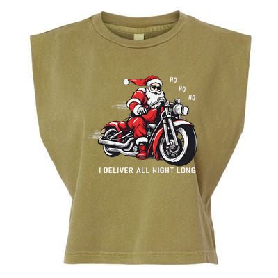 I Deliver All Night Long Funny Santa Xmas Reindeer Christmas Garment-Dyed Women's Muscle Tee