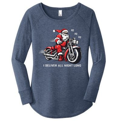 I Deliver All Night Long Funny Santa Xmas Reindeer Christmas Women's Perfect Tri Tunic Long Sleeve Shirt