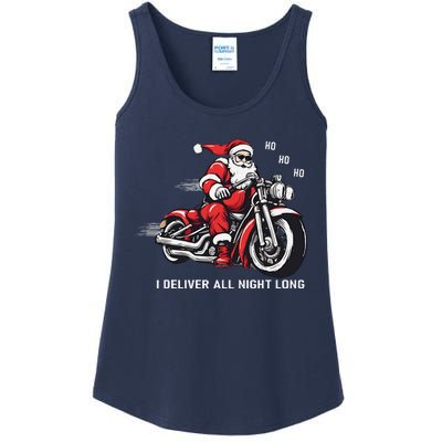 I Deliver All Night Long Funny Santa Xmas Reindeer Christmas Ladies Essential Tank