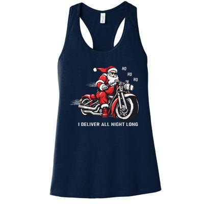 I Deliver All Night Long Funny Santa Xmas Reindeer Christmas Women's Racerback Tank