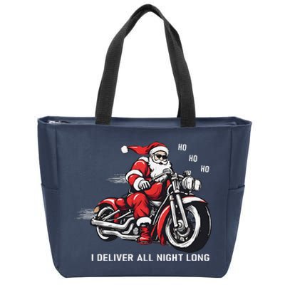 I Deliver All Night Long Funny Santa Xmas Reindeer Christmas Zip Tote Bag