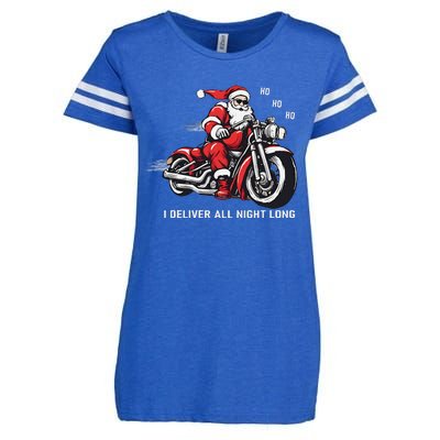 I Deliver All Night Long Funny Santa Xmas Reindeer Christmas Enza Ladies Jersey Football T-Shirt