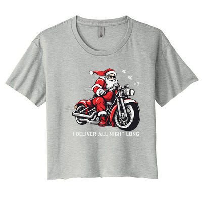 I Deliver All Night Long Funny Santa Xmas Reindeer Christmas Women's Crop Top Tee