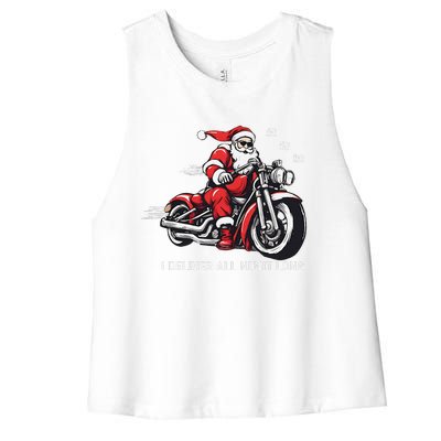 I Deliver All Night Long Funny Santa Xmas Reindeer Christmas Women's Racerback Cropped Tank