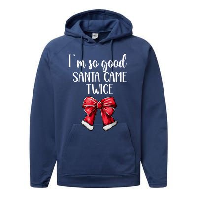 I Deliver All Night Long IM So Good Santa Came Twice Adult Performance Fleece Hoodie