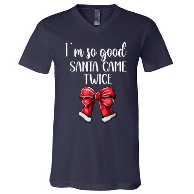 I Deliver All Night Long IM So Good Santa Came Twice Adult V-Neck T-Shirt