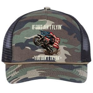 If Dirt AinT Flyin You AinT Tryin Usa Dirtbike Motocross Retro Rope Trucker Hat Cap