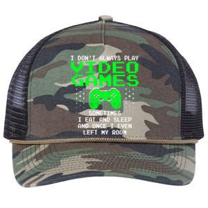 I Don't Always Play Video Games Funny Gift And Gaming Gift Retro Rope Trucker Hat Cap