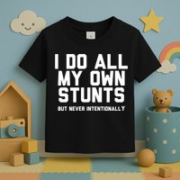 I Do All My Own Stunts But Never Intentionally Funny Sarcasm Gift Toddler T-Shirt