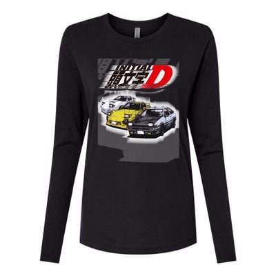 Initial D Ae86 &Amp; Rx7 Sketch Womens Cotton Relaxed Long Sleeve T-Shirt