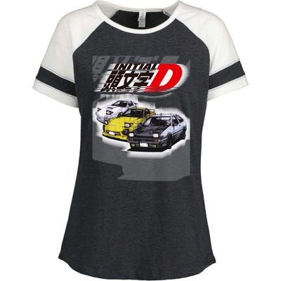 Initial D Ae86 &Amp; Rx7 Sketch Enza Ladies Jersey Colorblock Tee