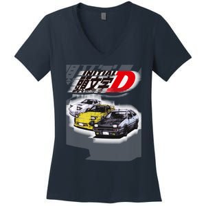 Initial D Ae86 &Amp; Rx7 Sketch Women's V-Neck T-Shirt