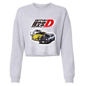 Initial D Ae86 &Amp; Rx7 Sketch Cropped Pullover Crew