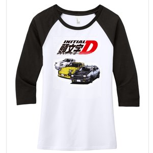 Initial D Ae86 &Amp; Rx7 Sketch Women's Tri-Blend 3/4-Sleeve Raglan Shirt