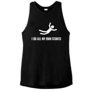 I Do All My Own Stunts Dark Adult And Ladies PosiCharge Tri-Blend Wicking Tank