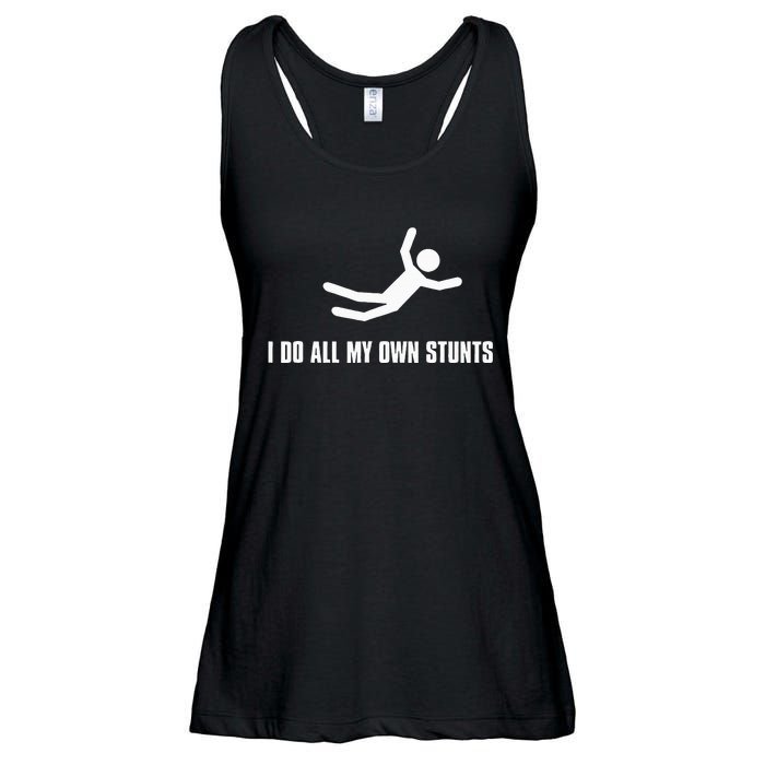 I Do All My Own Stunts Dark Adult And Ladies Essential Flowy Tank