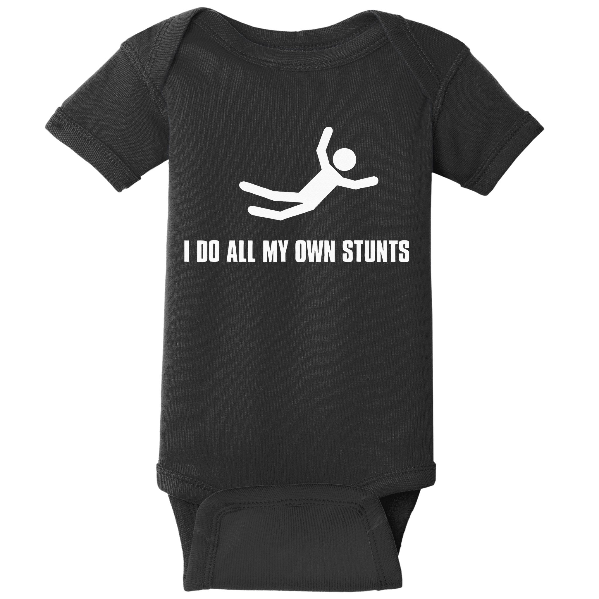 I Do All My Own Stunts Dark Adult And Baby Bodysuit