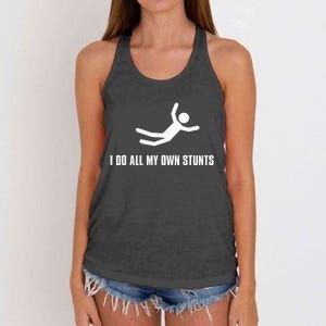 I Do All My Own Stunts Dark Adult And Women's Knotted Racerback Tank