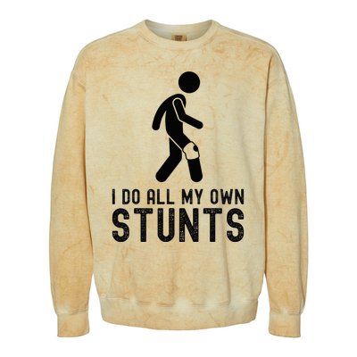 I Do All My Own Stunts Injury Knee Surgery Recovery Colorblast Crewneck Sweatshirt