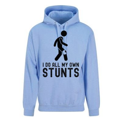 I Do All My Own Stunts Injury Knee Surgery Recovery Unisex Surf Hoodie