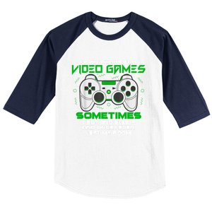 I Dont Always Play Video Games Gaming Humor Funny Gamer Baseball Sleeve Shirt