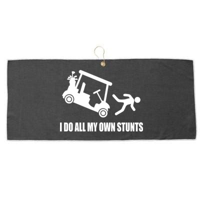 I Do All My Own Stunts Funny Golfer Large Microfiber Waffle Golf Towel