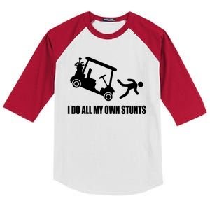 I Do All My Own Stunts Funny Golfer Kids Colorblock Raglan Jersey