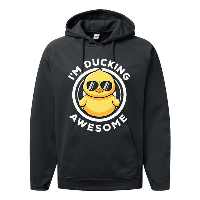 IM Ducking Awesome I Love Duck Lovers Funny Rubber Duck Performance Fleece Hoodie