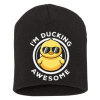 IM Ducking Awesome I Love Duck Lovers Funny Rubber Duck Short Acrylic Beanie