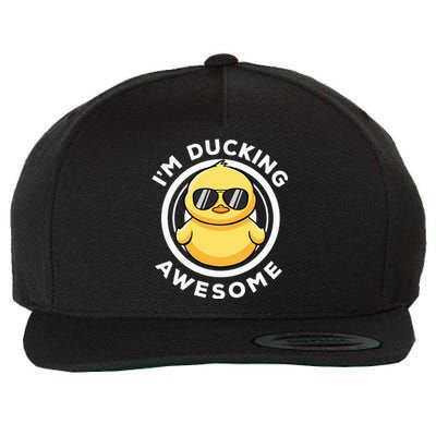 IM Ducking Awesome I Love Duck Lovers Funny Rubber Duck Wool Snapback Cap