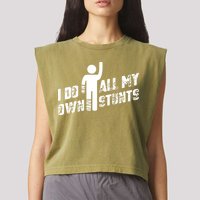 I Do All My Own Stunts Garment-Dyed Women's Muscle Tee