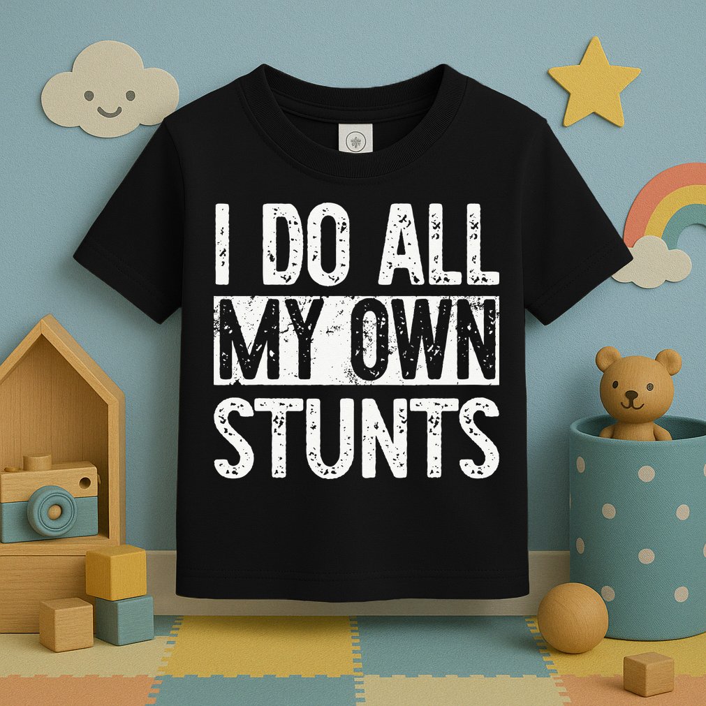 I Do All My Own Stunts Get Well Gifts Funny Injury Leg Toddler T-Shirt