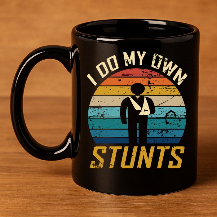 I Do All My Own Stunts Funny Broken Bones Adult And Cute Gift 11oz C Handle Ceramic Mug