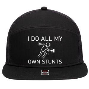 I Do All My Own Stunts Funny Electric Shock Gifts 7 Panel Mesh Trucker Snapback Hat