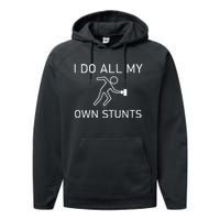 I Do All My Own Stunts Funny Electric Shock Gifts Performance Fleece Hoodie