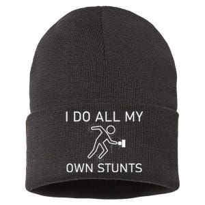 I Do All My Own Stunts Funny Electric Shock Gifts Sustainable Knit Beanie