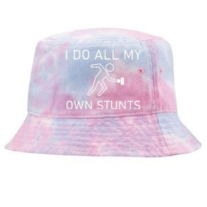 I Do All My Own Stunts Funny Electric Shock Gifts Tie-Dyed Bucket Hat