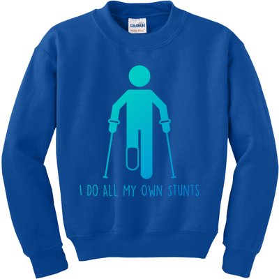 I Do All My Own Stunts Gift Get Well Gift Funny Injury Leg Gift Kids Sweatshirt