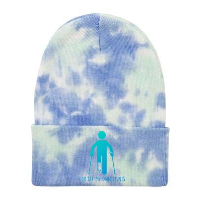 I Do All My Own Stunts Gift Get Well Gift Funny Injury Leg Gift Tie Dye 12in Knit Beanie