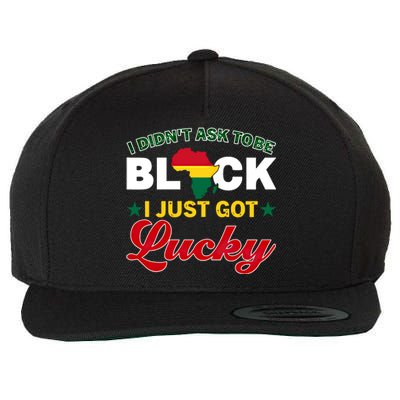 I Didn't Ask To Be Black I Just Got Lucky Black History Gift Wool Snapback Cap