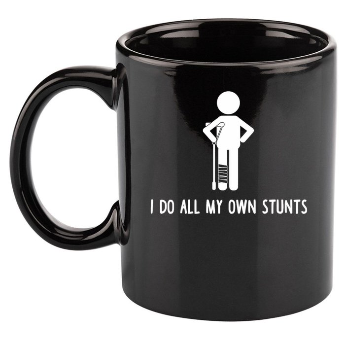 I Do All My Own Stunts Get Well Gift Funny Injury Leg 11oz C Handle Ceramic Mug