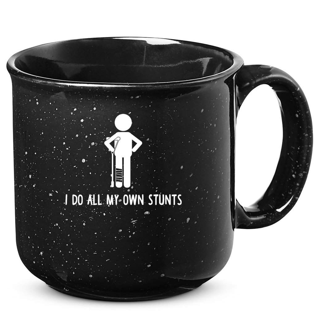I Do All My Own Stunts Get Well Gift Funny Injury Leg 15oz Campfire Ceramic Mug