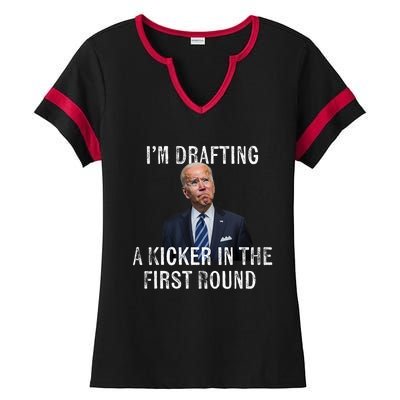 Im Drafting A Kicker In The 1st Round Joe Biden Funny Ladies Halftime Notch Neck Tee