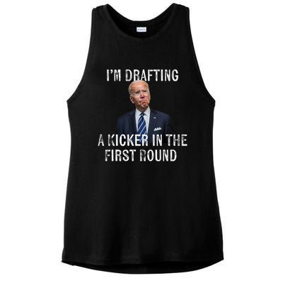 Im Drafting A Kicker In The 1st Round Joe Biden Funny Ladies PosiCharge Tri-Blend Wicking Tank